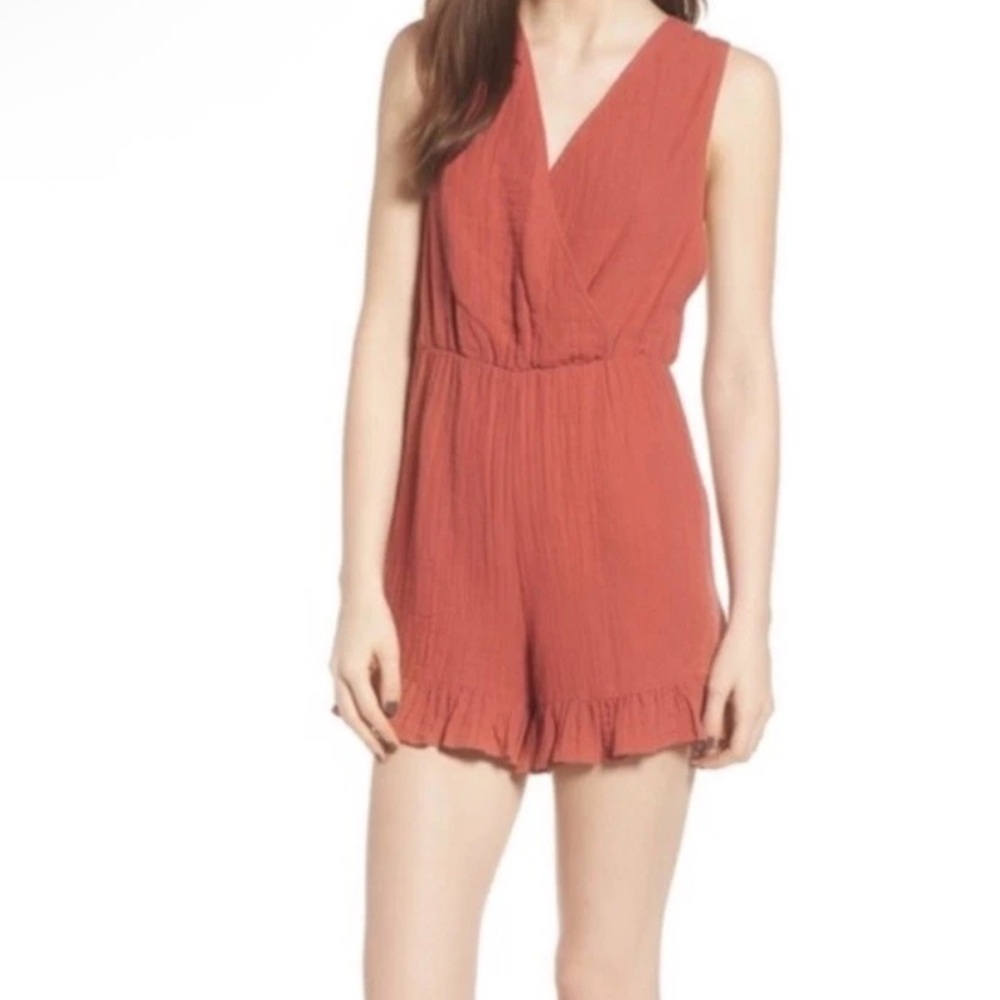Nordstrom BP Rust Ruffle Romper Size XS - Picture 2 of 9